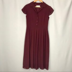 Burgundy Dress with Sheer Overlay